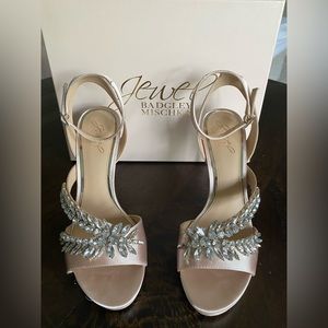 Badgley Mischka Champagne Heels with Jewels